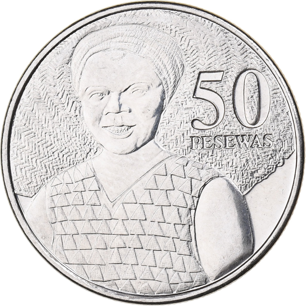 Ghana, 50 Pesewas, 2007, Nickel plated steel, MS(63), KM:41