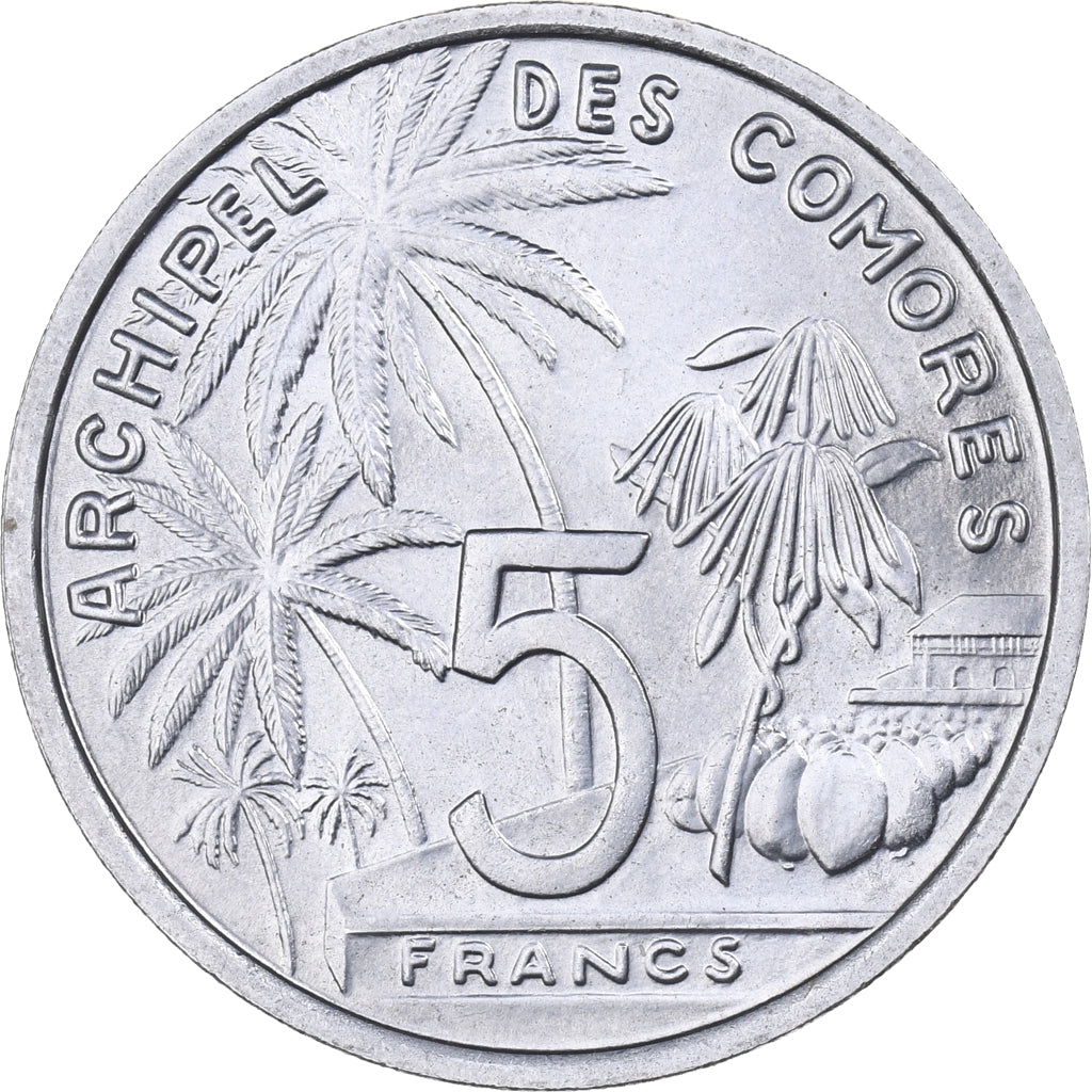 Comore, 5 Francs, 1964, Paris, Alluminio, SPL, KM:E3