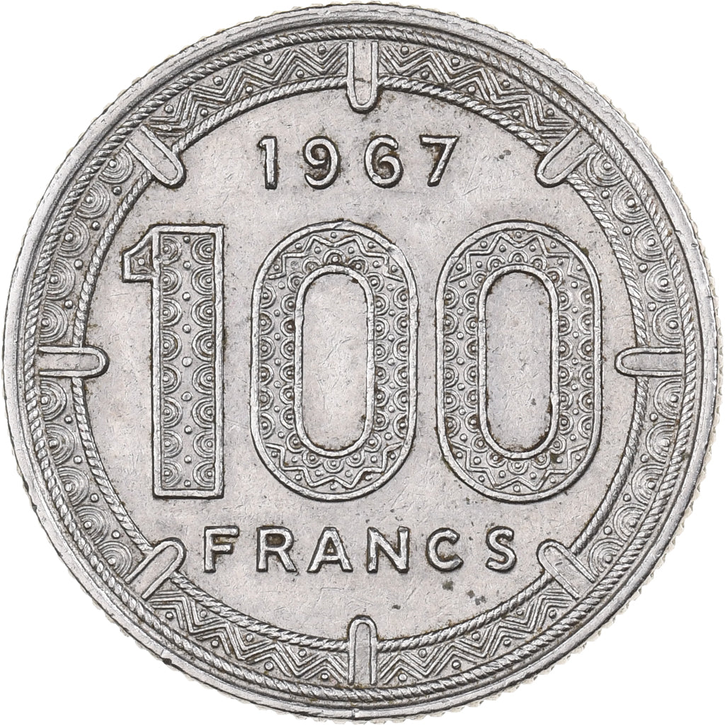 Staten van Equatoriaal Afrika, 100 Francs, 1967, Paris, Nickel, ZF, KM:5
