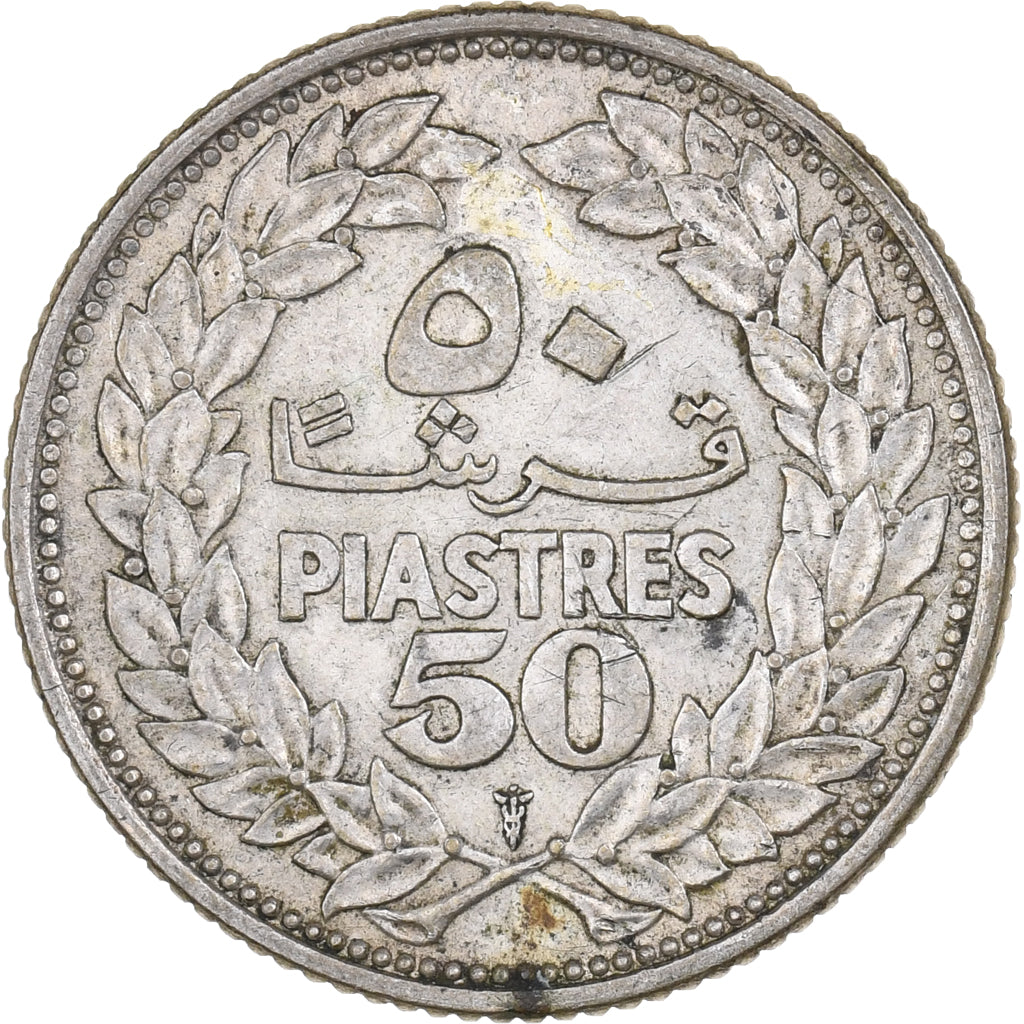 Liban, 50 Piastres, 1952, Utrecht, Srebro, EF(40-45), KM:17