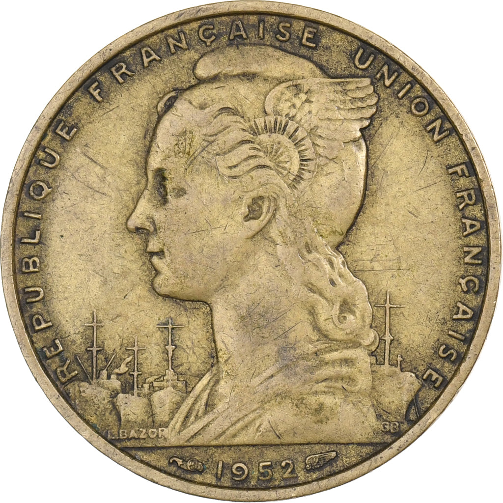 French Somaliland, 20 Francs, 1952, Paris, Aluminum-Bronze, EF(40-45), KM:7