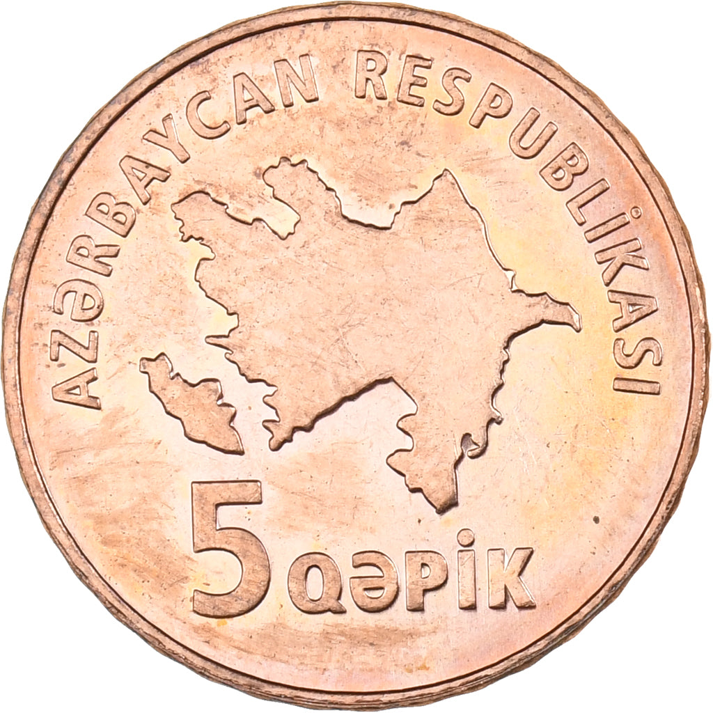 Azerbaijan, 5 Qapik, 2006, Copper Plated Steel, MS(63), KM:41
