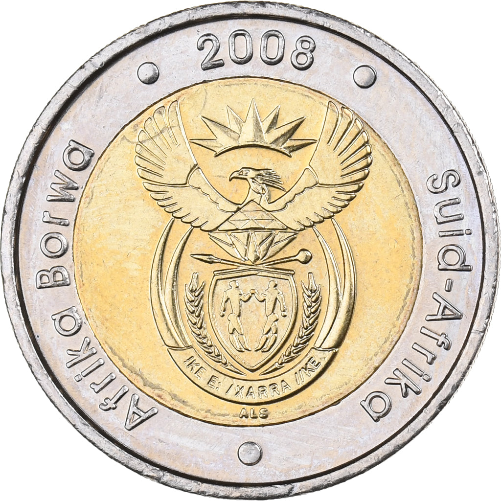 South Africa, 5 Rand, 2008, Pretoria, Bi-Metallic, MS(63), KM:439