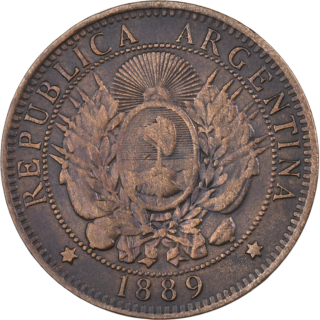 Argentinië, 2 Centavos, 1889, Bronzen, ZF, KM:33