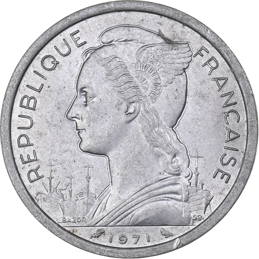 Réunion, 2 Francs, 1971, Aluminum, AU(55-58), KM:8