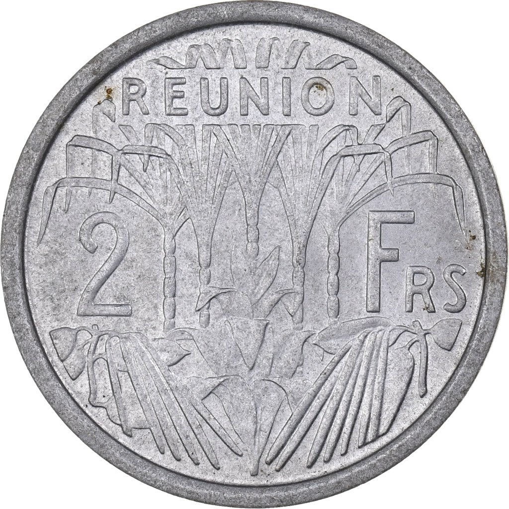 Réunion, 2 Francs, 1971, Aluminum, AU(55-58), KM:8