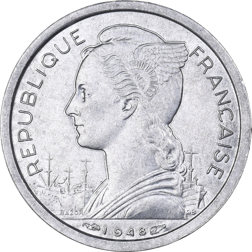 Réunion, Franc, 1948, Paris, Aluminum, AU(55-58), KM:6.1