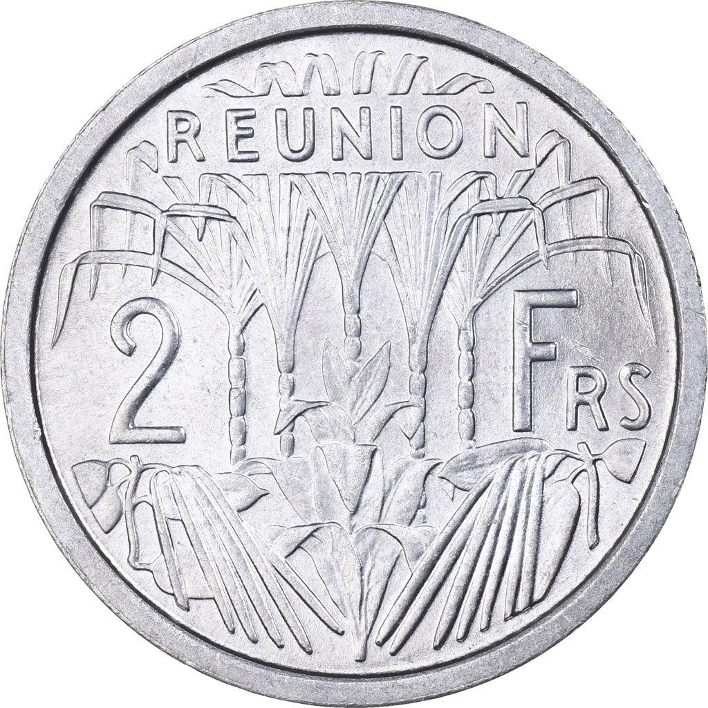 Réunion, 2 Francs, 1969, Aluminum, MS(65-70), KM:8