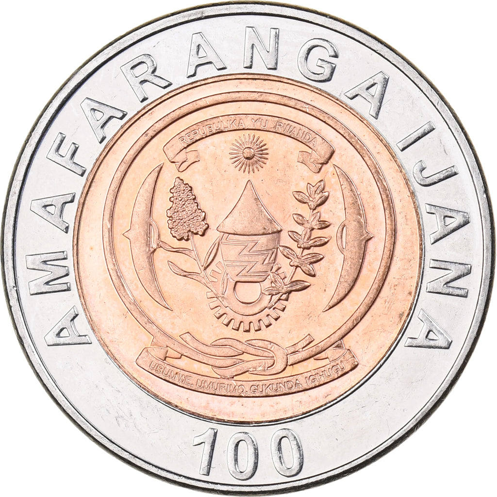 Ruanda, 100 Francs, 2007, British Royal Mint, Bimetaliczny, MS(63), KM:32