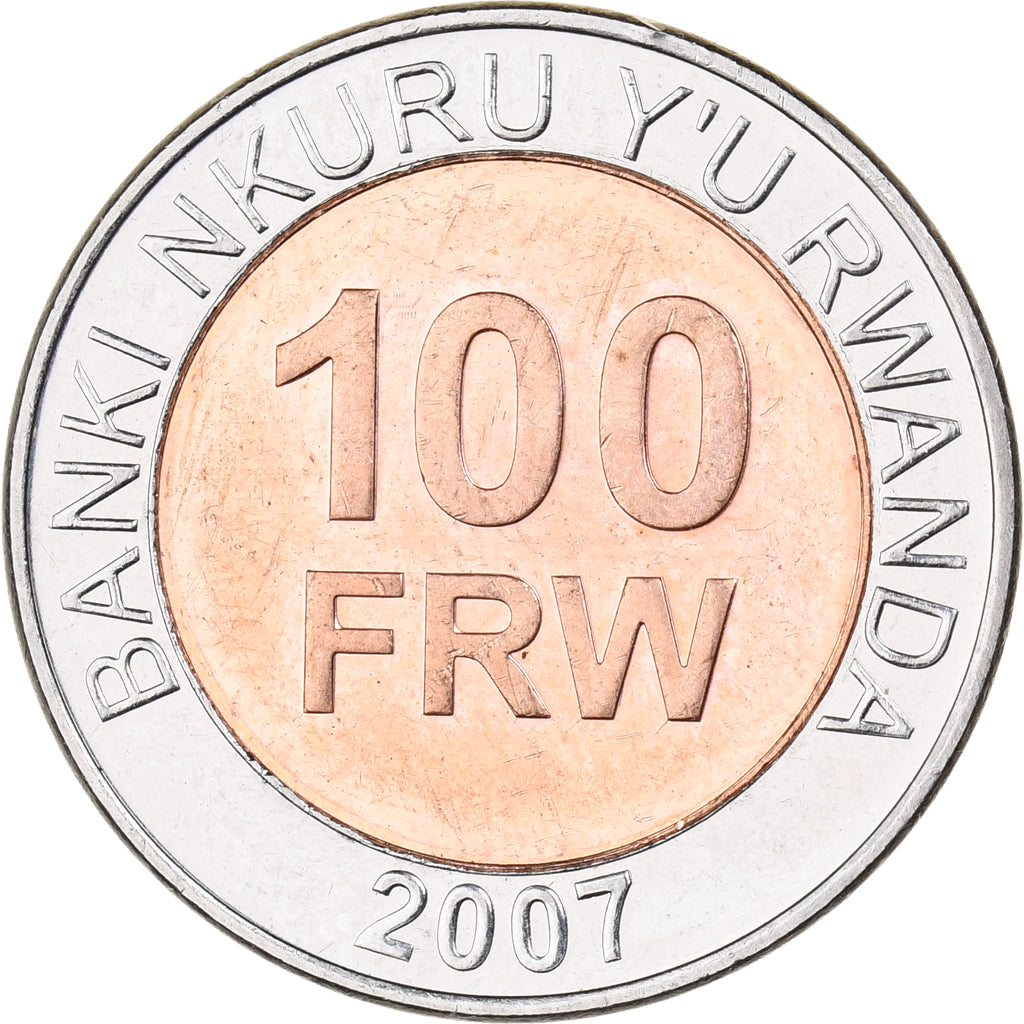 Ruanda, 100 Francs, 2007, British Royal Mint, Bimetaliczny, MS(63), KM:32
