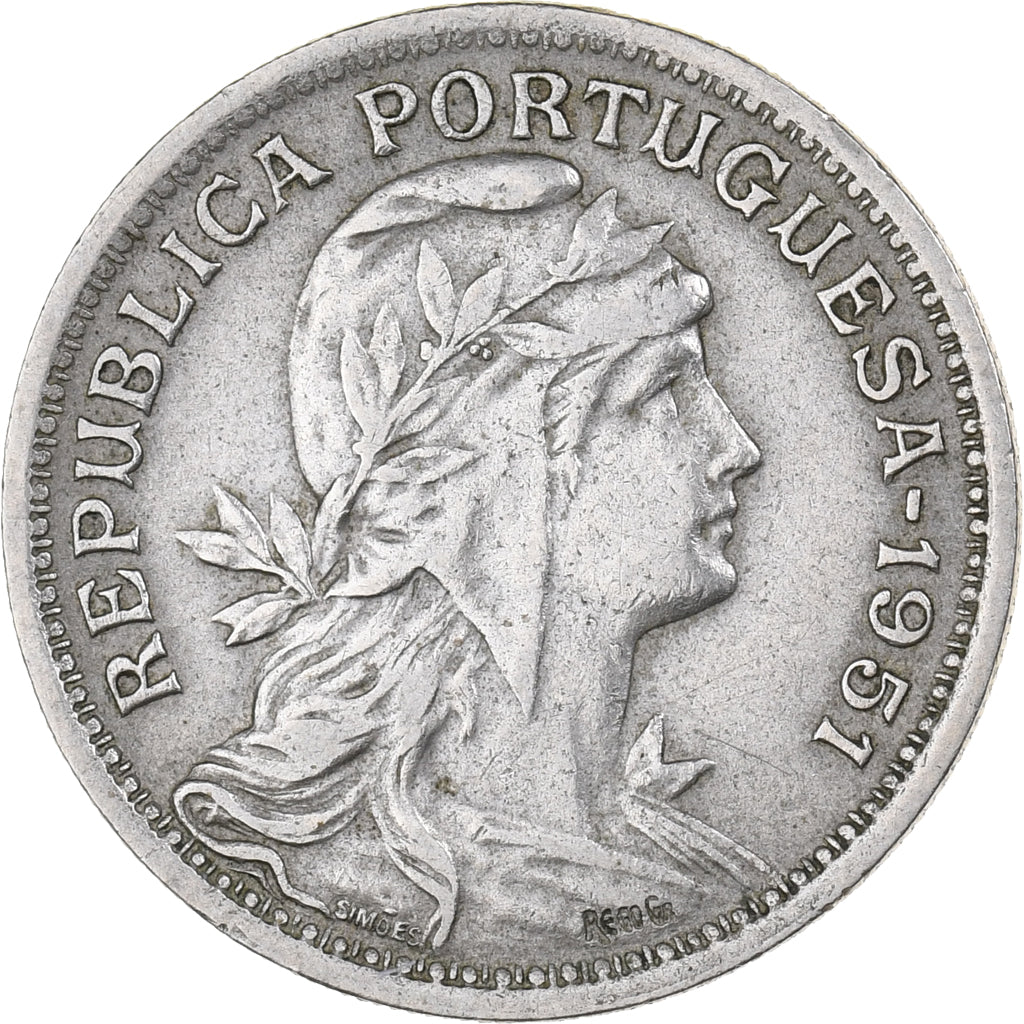Portugal, 50 Centavos, 1951, Cobre - níquel, MBC, KM:577