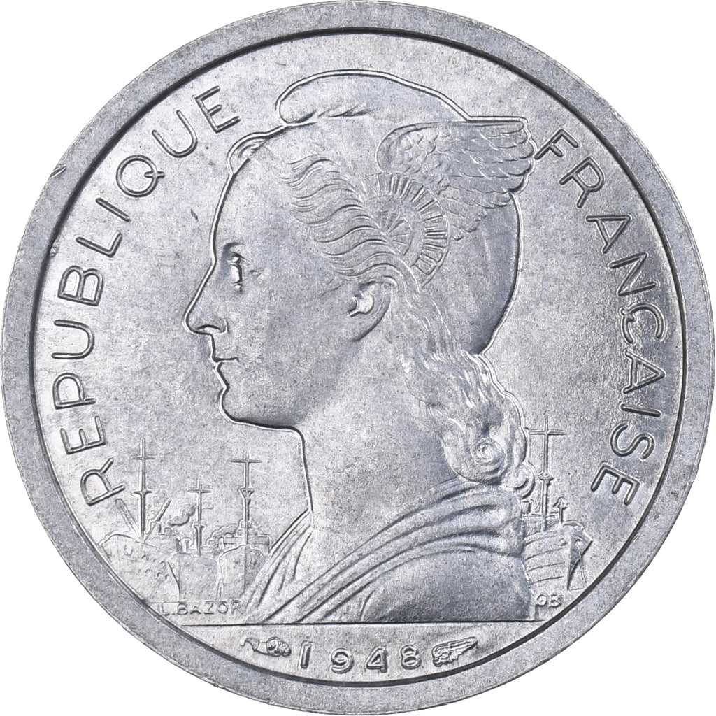 Réunion, Franc, 1948, Alluminio, FDC, KM:6.1
