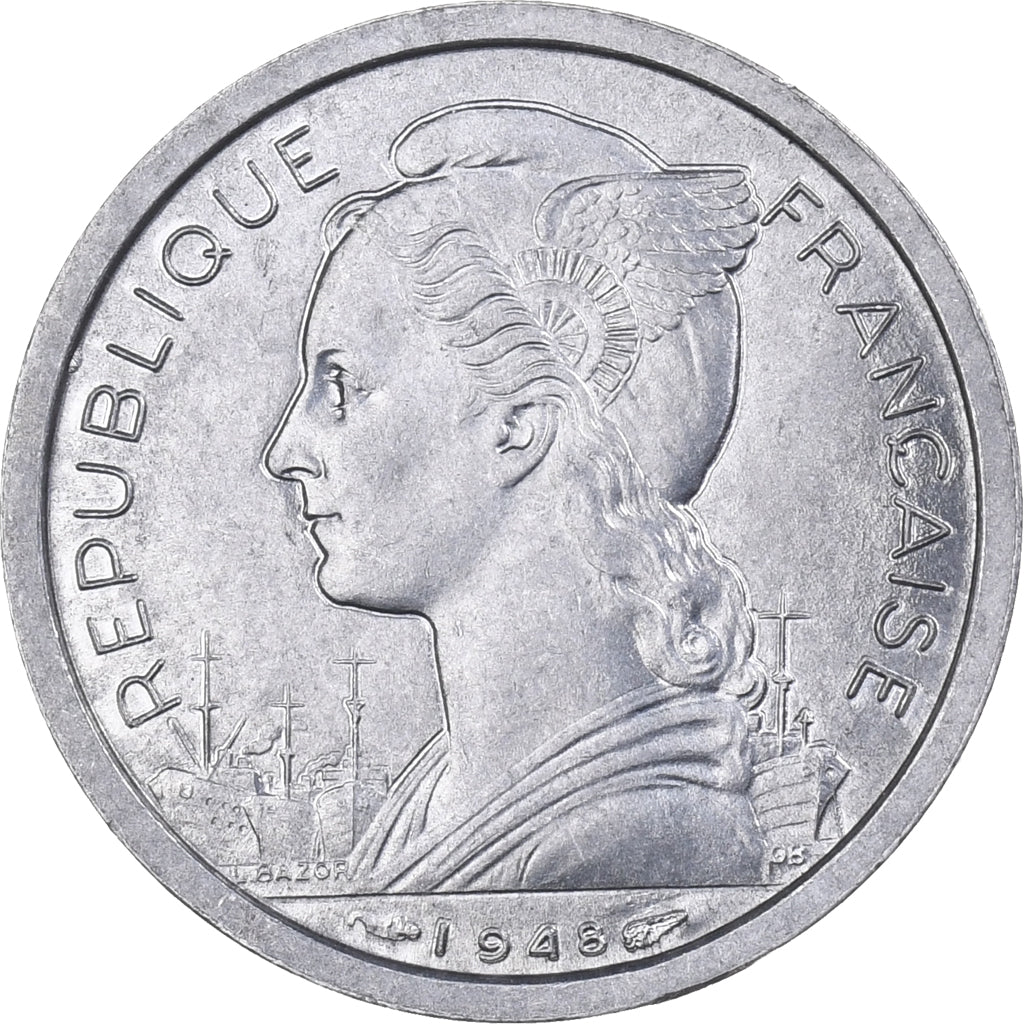Réunion, Franc, 1948, Paris, Aluminum, MS(65-70), KM:6.1