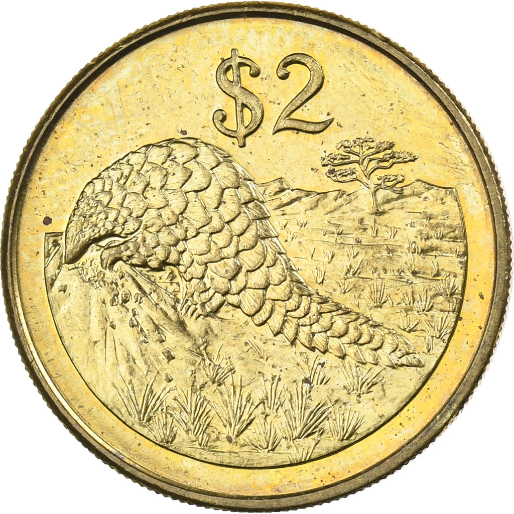 Zimbabwe, 2 Dollars, 2002, Harare, Brass plated steel, MS(63), KM:12a