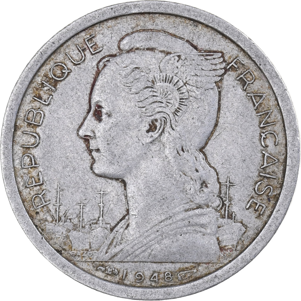 Réunion, Franc, 1948, Aluminum, VF(30-35), KM:6.1