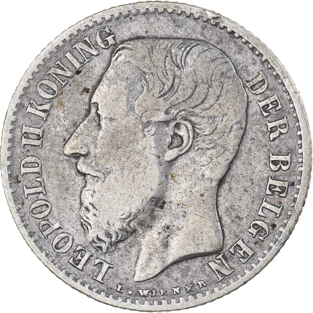 Bélgica, Leopold II, Franc, 1887, Prata, VF(20-25), KM:29.1