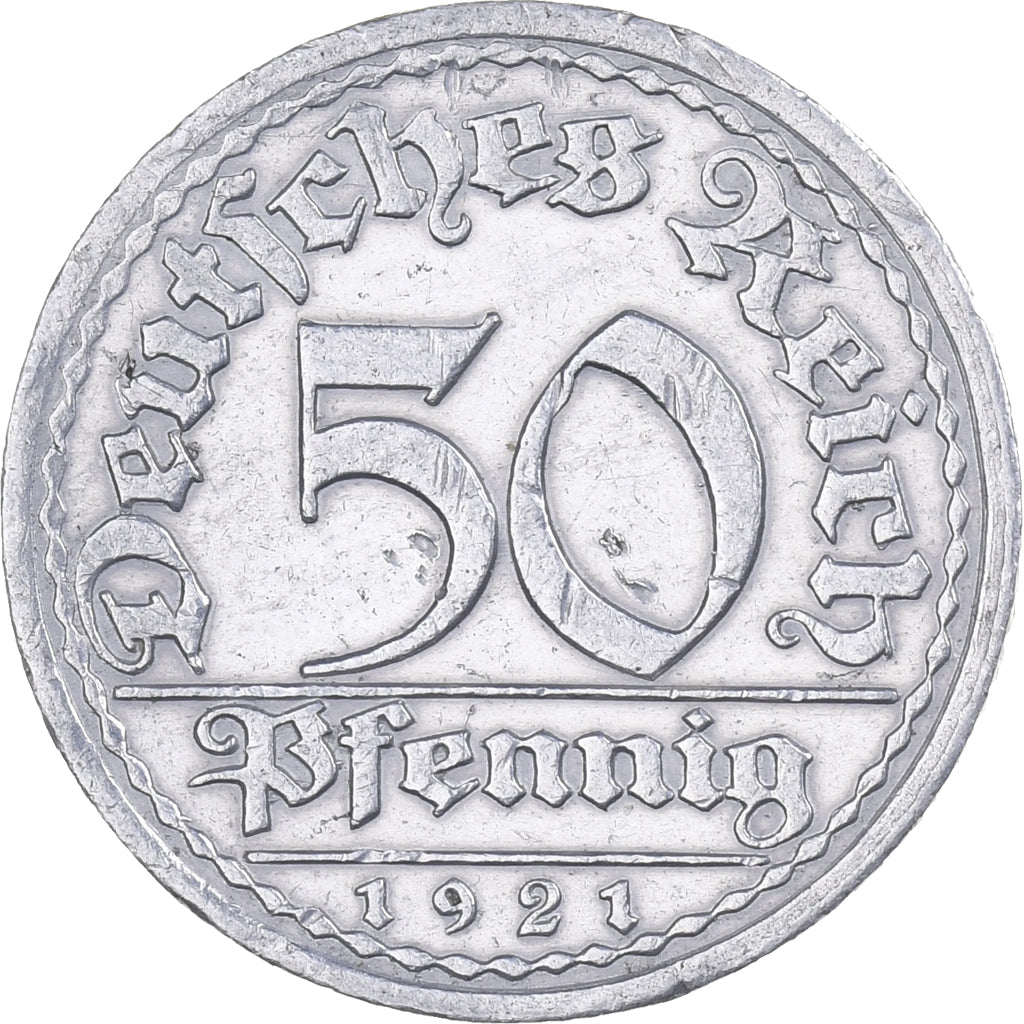 NIEMCY, REP. WEIMARSKA, 50 Pfennig, 1921, Berlin, Aluminium, EF(40-45), KM:27
