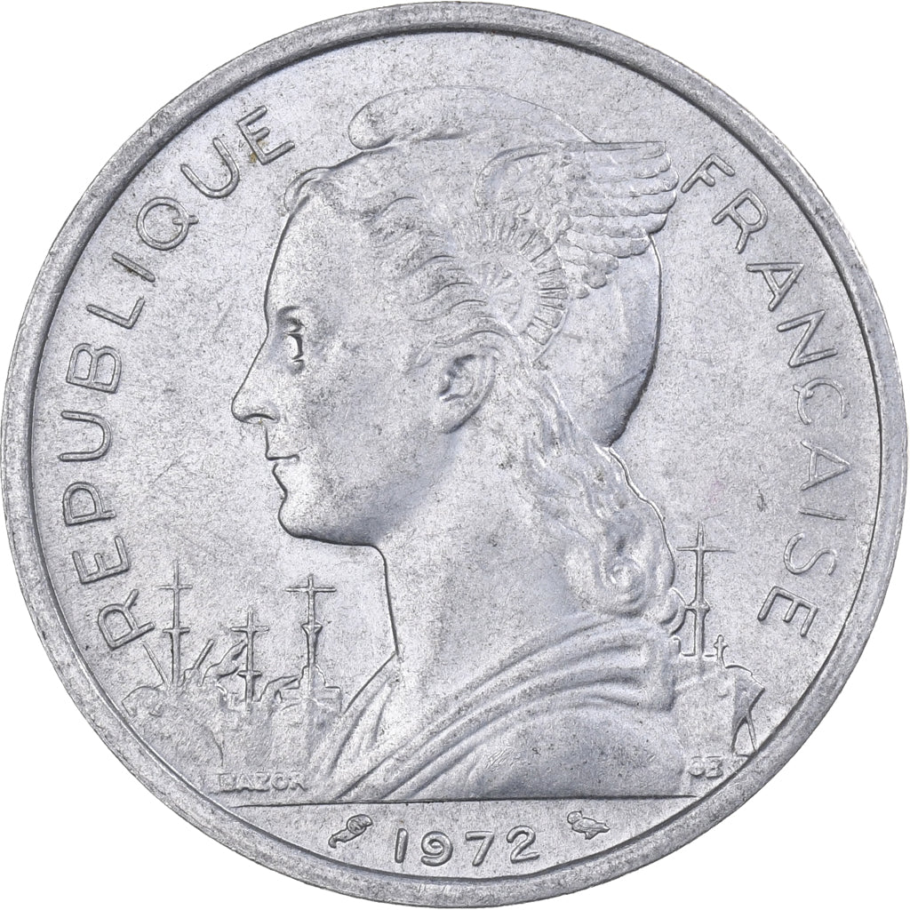 Réunion, 5 Francs, 1972, Aluminum, AU(55-58), KM:9