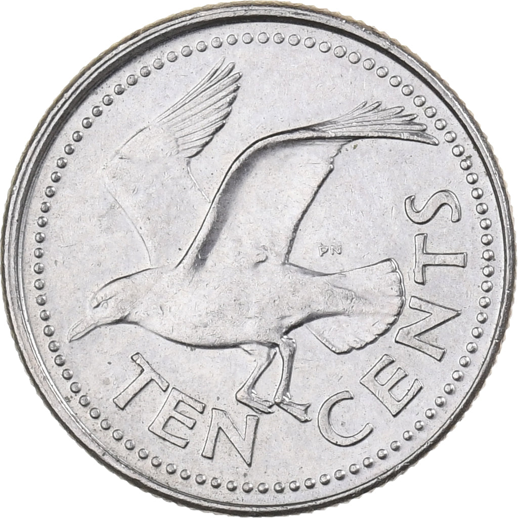 Barbados, 10 Cents, 1996, Franklin Mint, Copper-nickel, AU(55-58), KM:12