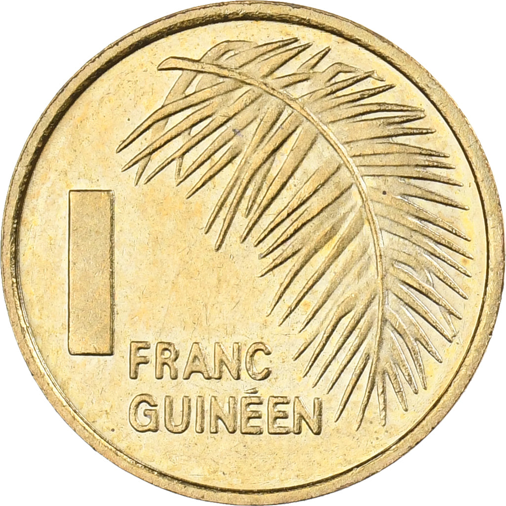 Guinea, Franc, 1985, Brass Clad Steel, MS(65-70), KM:56