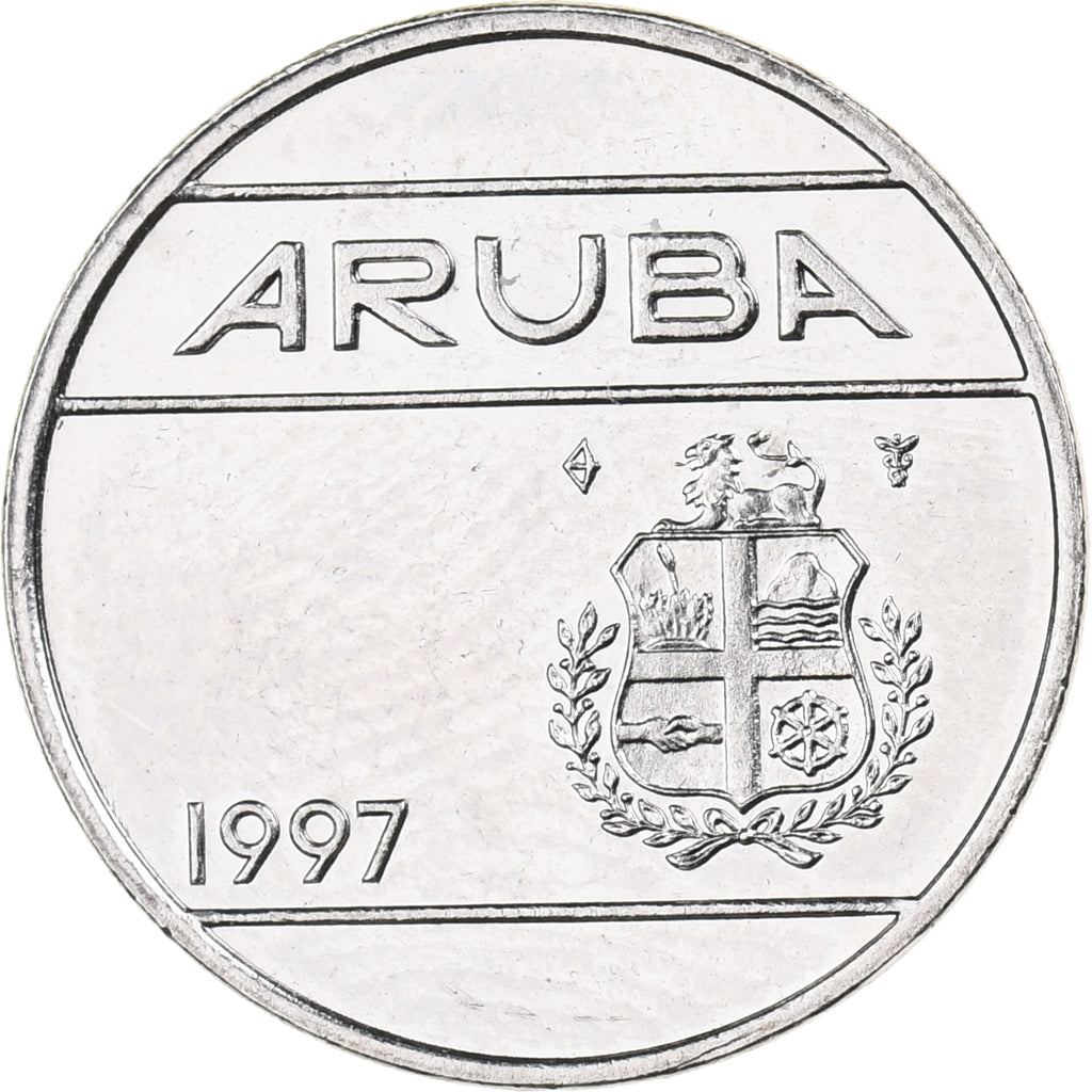 Aruba, Beatrix, 25 Cents, 1997, Utrecht, Nickel Bonded Steel, FDC, KM:3