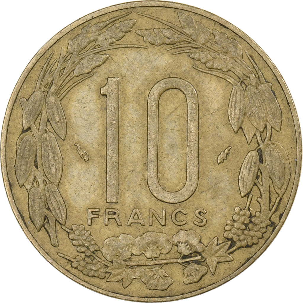 Central African States, 10 Francs, 1985, Paris, Aluminum-Bronze, EF(40-45), KM:9