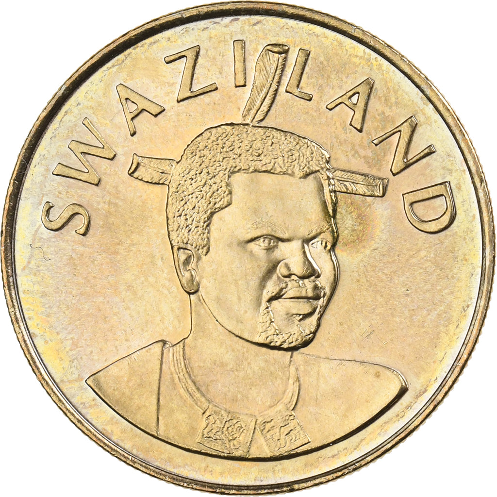 Swaziland, King Msawati III, 5 Emalangeni, 2008, Brass, MS(63), KM:55