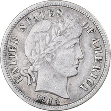 United States, Dime, Barber Dime, 1914, U.S. Mint, Silver, EF(40-45), KM:113