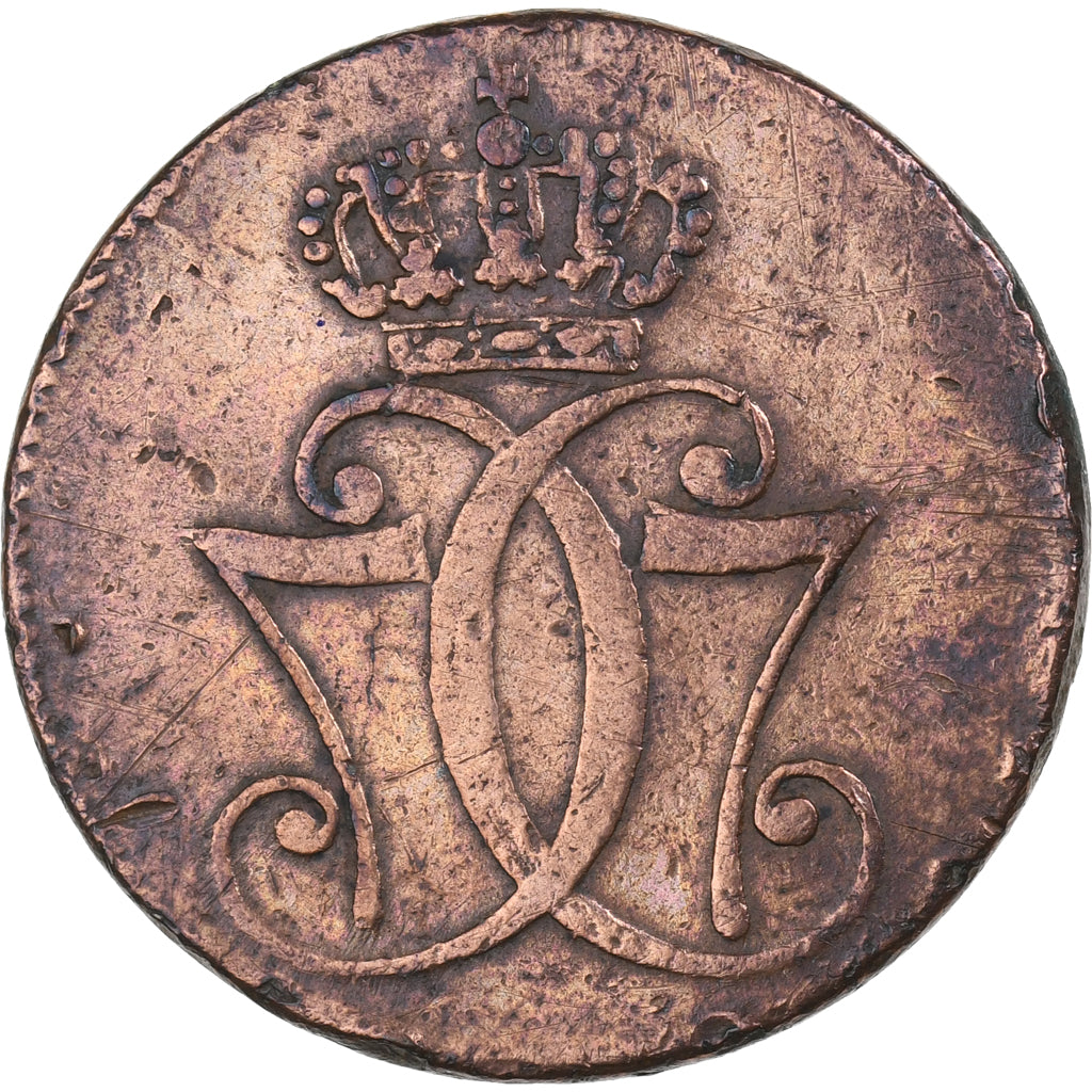 Dinamarca, Christian VII, Skilling, 1771, Cobre, BC+, KM:616.1