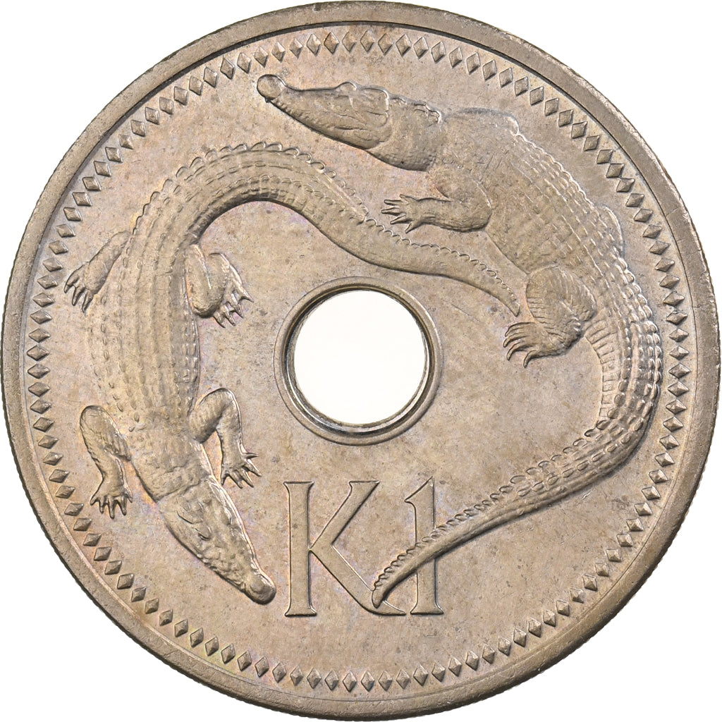 Papua New Guinea, Kina, 1975, Copper-nickel, AU(55-58), KM:6