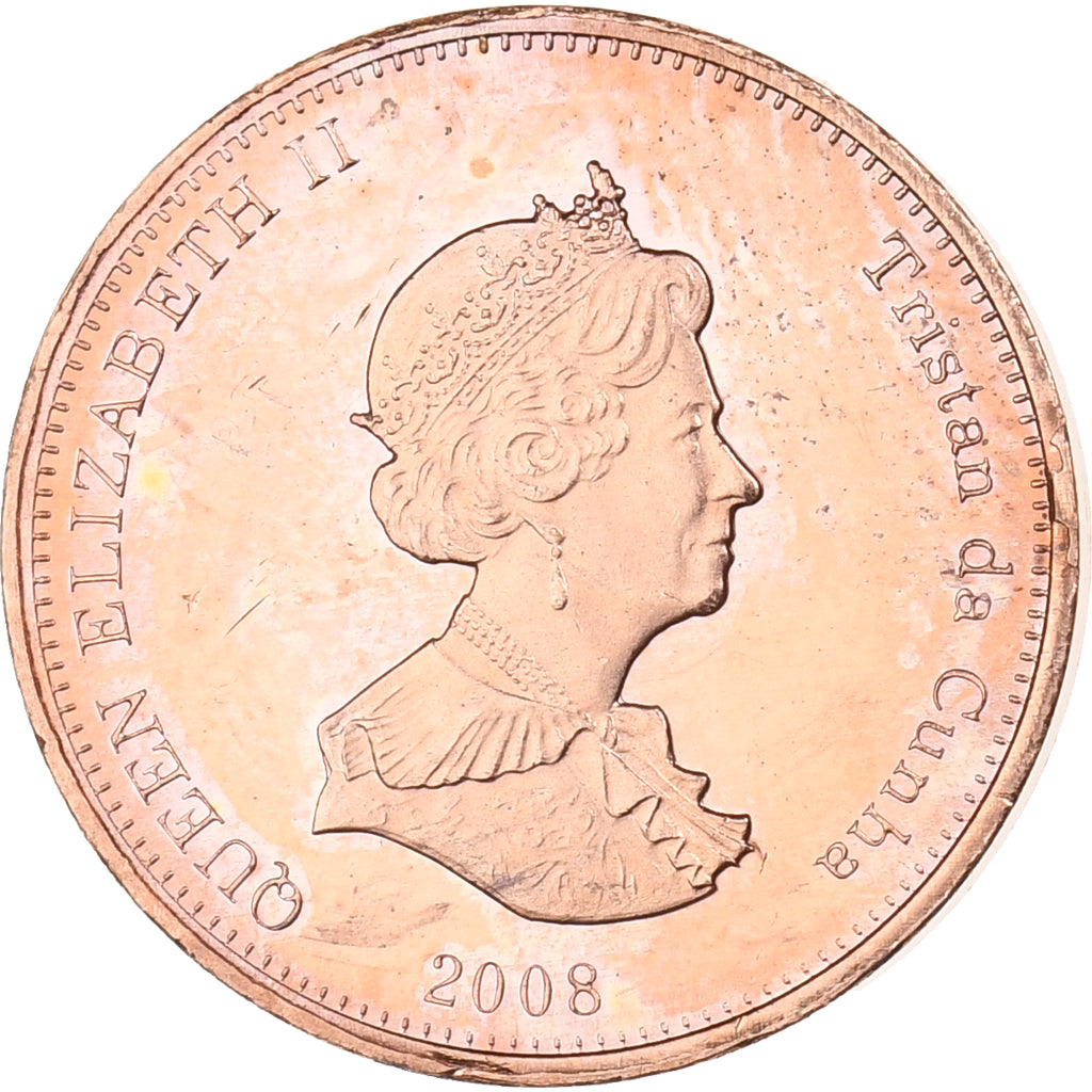 Tristan Da Cunha, Elizabeth II, 1/2 Penny, 2008, Franklin Mint, Rame, SPL, KM:27