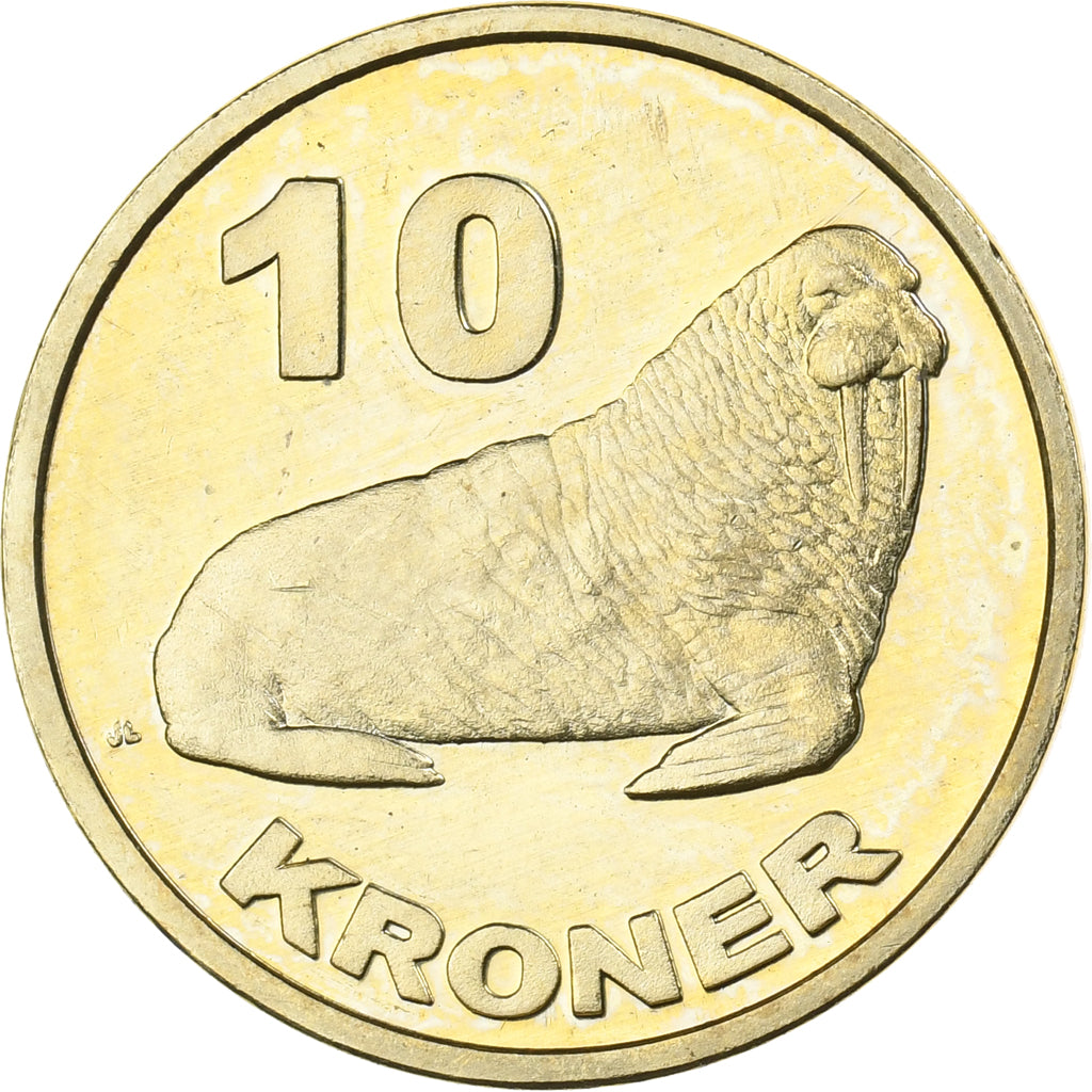 Greenland, KALAALLIT NUNAAT, 10 Kroner, 2010, Brass, MS(63), KM:Pr6
