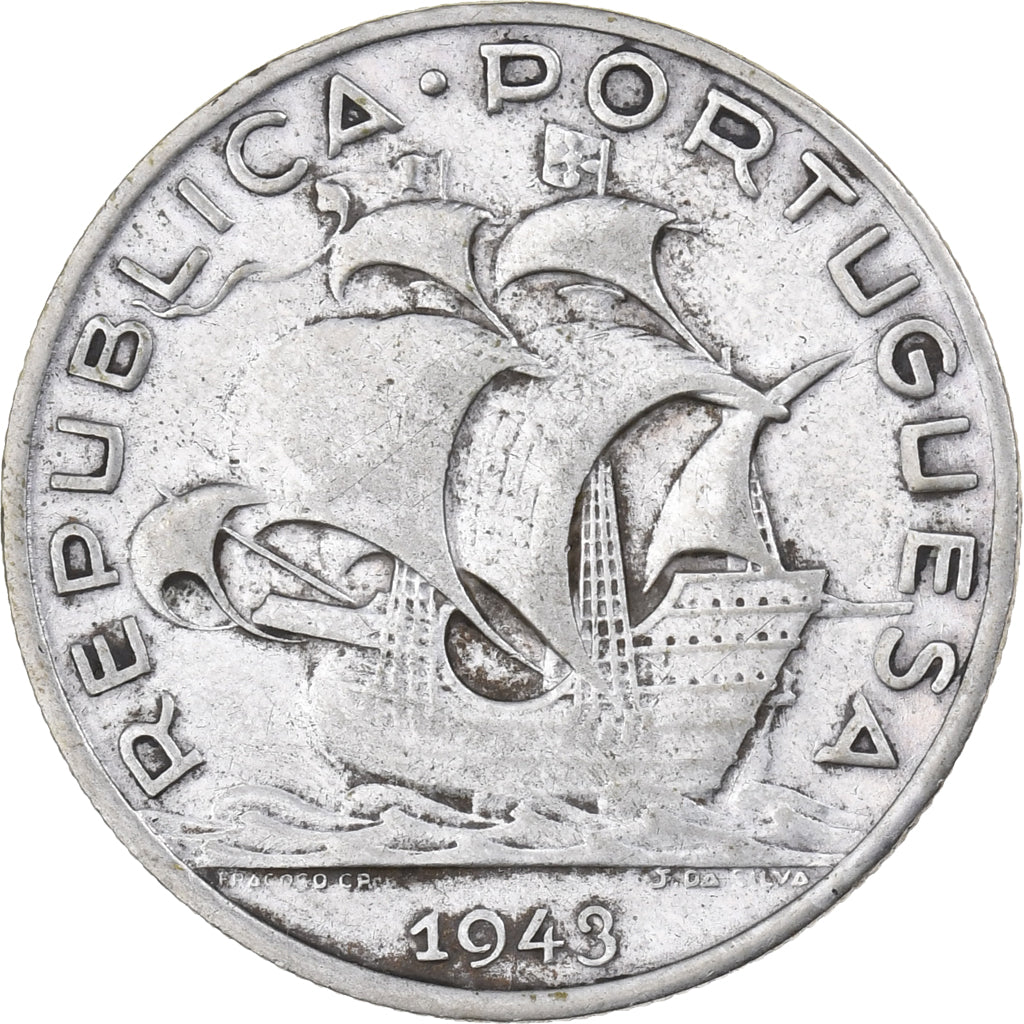 Portogallo, 5 Escudos, 1943, Argento, BB, KM:581