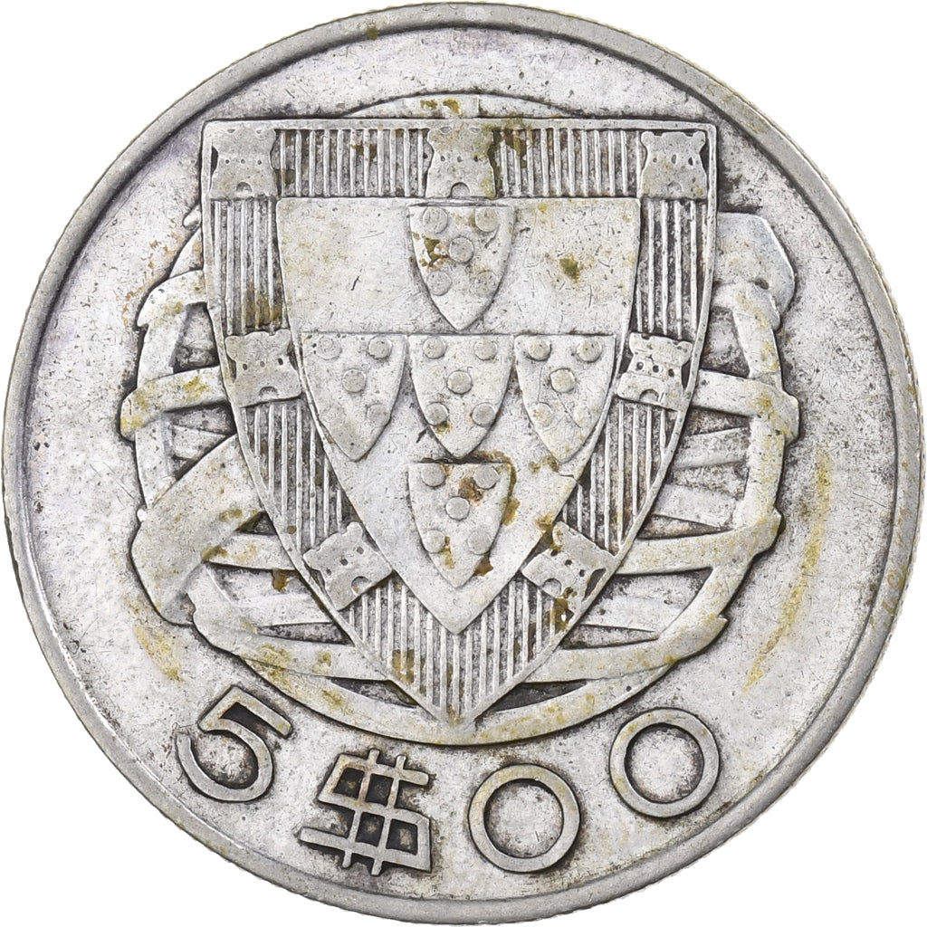 Portogallo, 5 Escudos, 1943, Argento, BB, KM:581