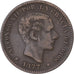 Spagna, Alfonso XII, 5 Centimos, 1877, Madrid, Bronzo, MB+, KM:674
