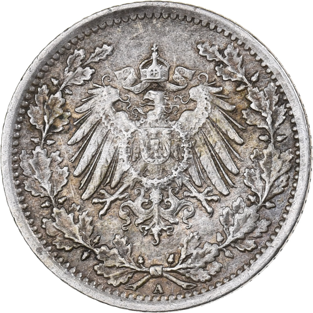 GERMANIA - IMPERO, 1/2 Mark, 1917, Berlin, Argento, BB, KM:17