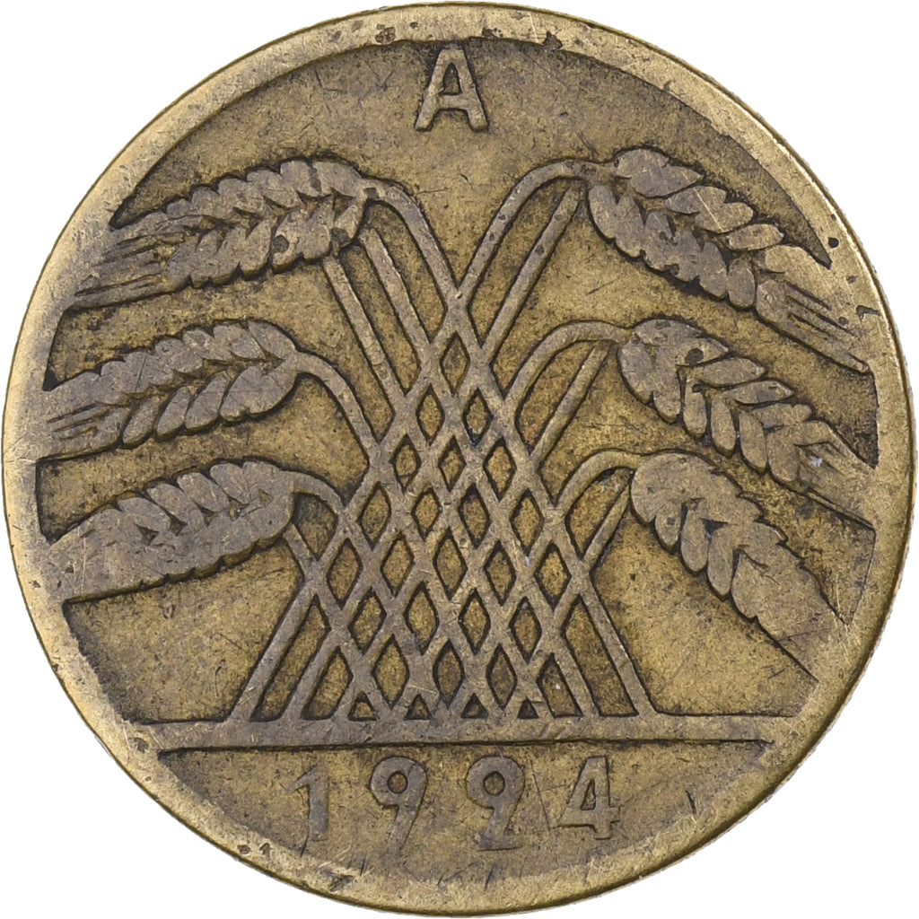 GERMANY, WEIMAR REPUBLIC, 10 Reichspfennig, 1924, Berlin, Aluminum-Bronze