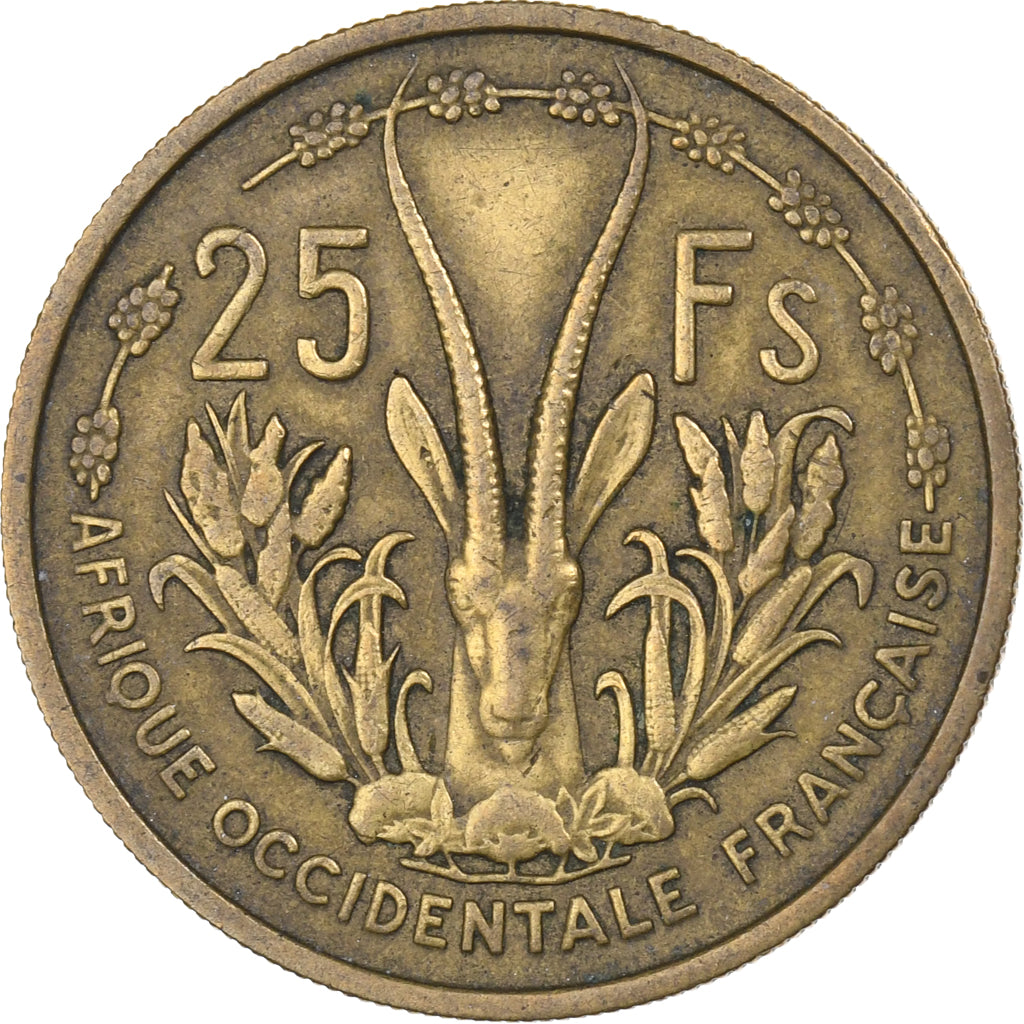 Frans West Afrika, 25 Francs, 1956, Aluminum-Bronze, ZF+, KM:7