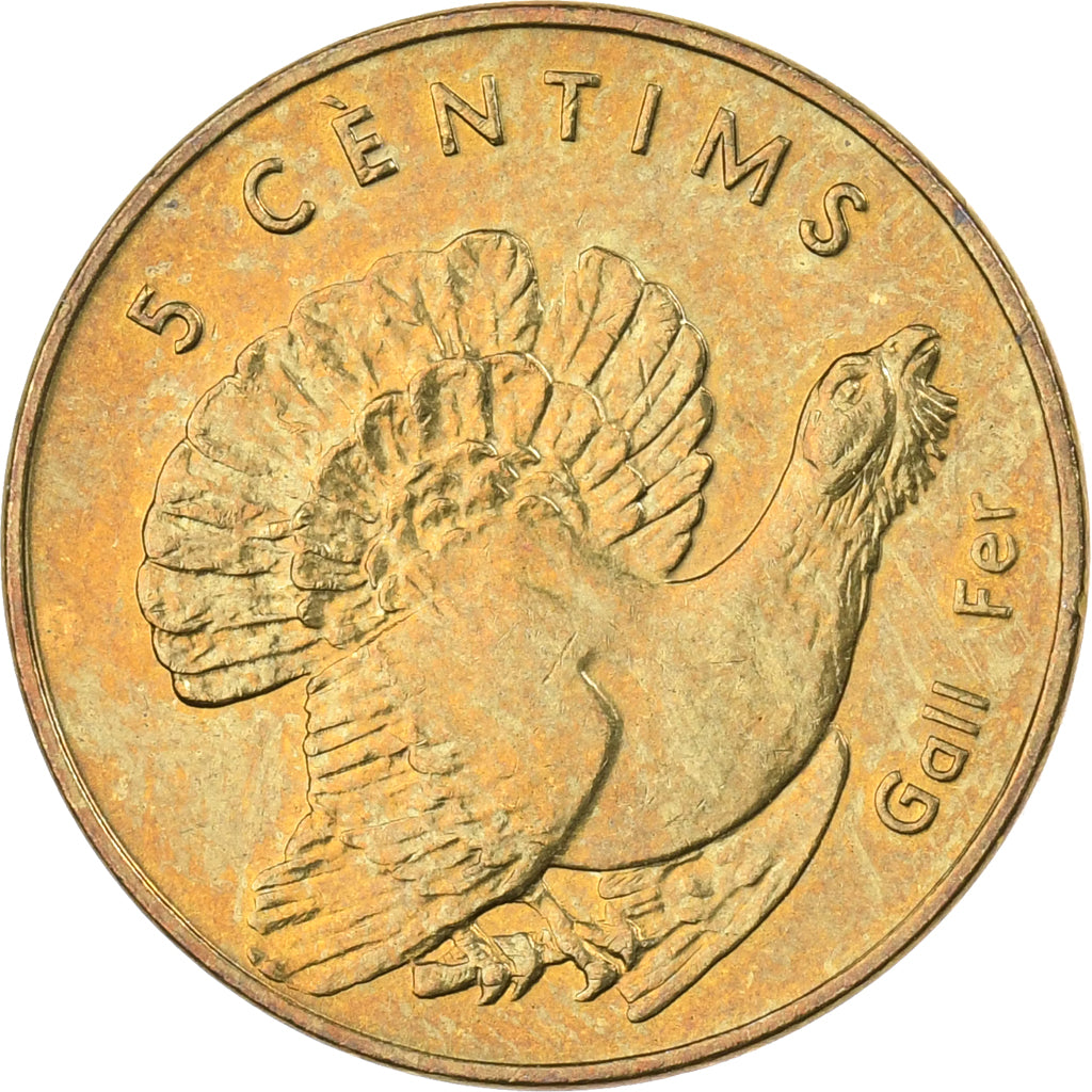 Andorra, 5 Centims, 2002, Brass, MS(65-70), KM:181