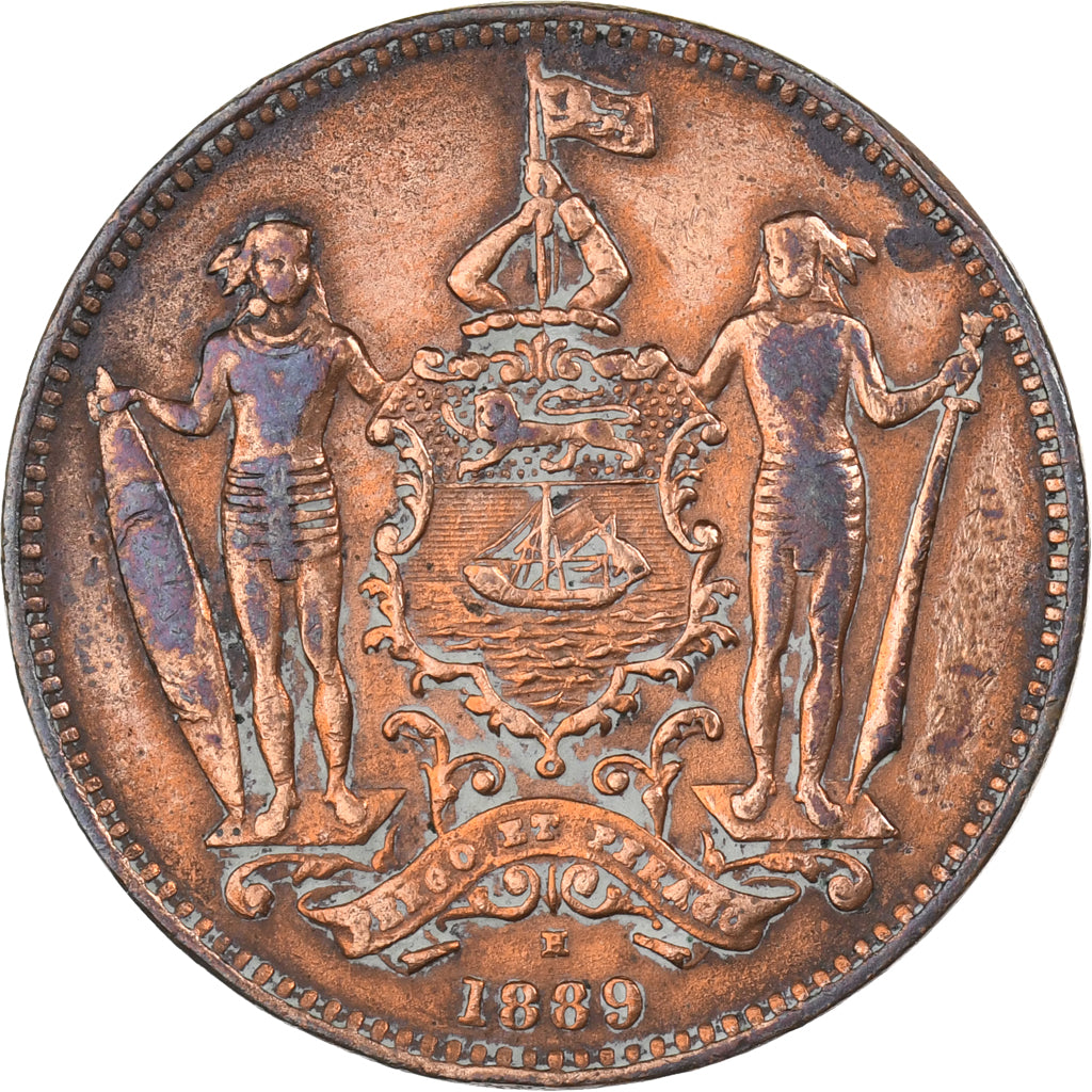 BRITISH NORTH BORNEO, Cent, 1889, Heaton, Bronze, EF(40-45), KM:2