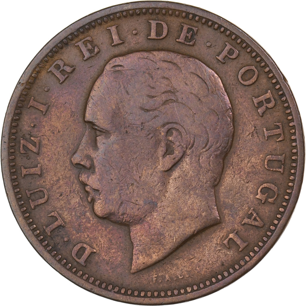 Portogallo, Luiz I, 20 Reis, 1883, Bronzo, MB+, KM:527