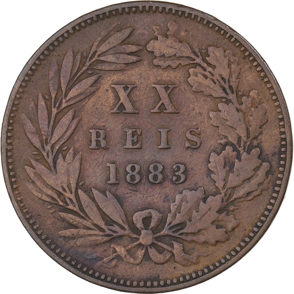 Portogallo, Luiz I, 20 Reis, 1883, Bronzo, MB+, KM:527