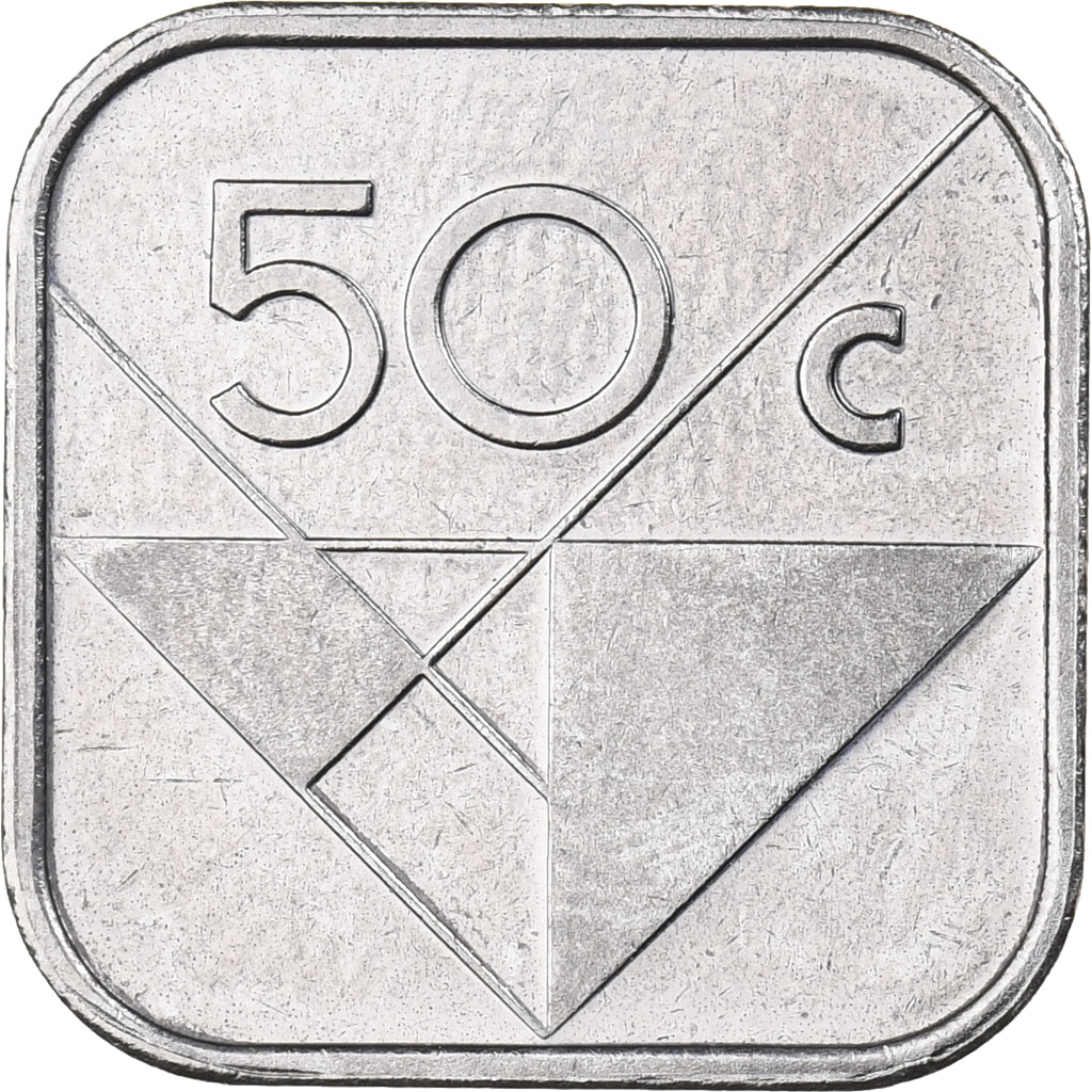 Aruba, Beatrix, 50 Cents, 2000, Utrecht, Nickel Bonded Steel, MS(65-70), KM:4