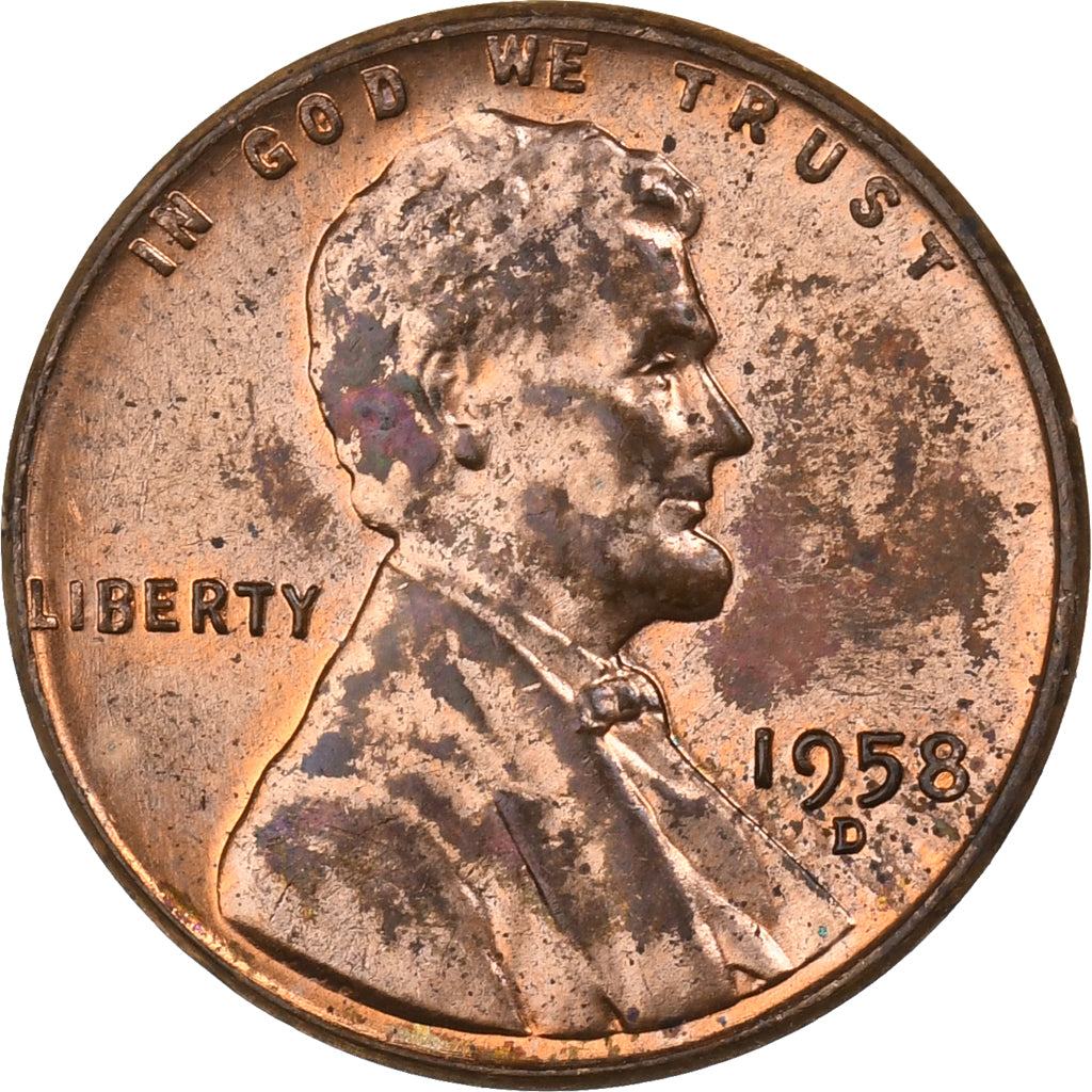 Estados Unidos da América, Cent, Lincoln Cent, 1958, U.S. Mint, Latão