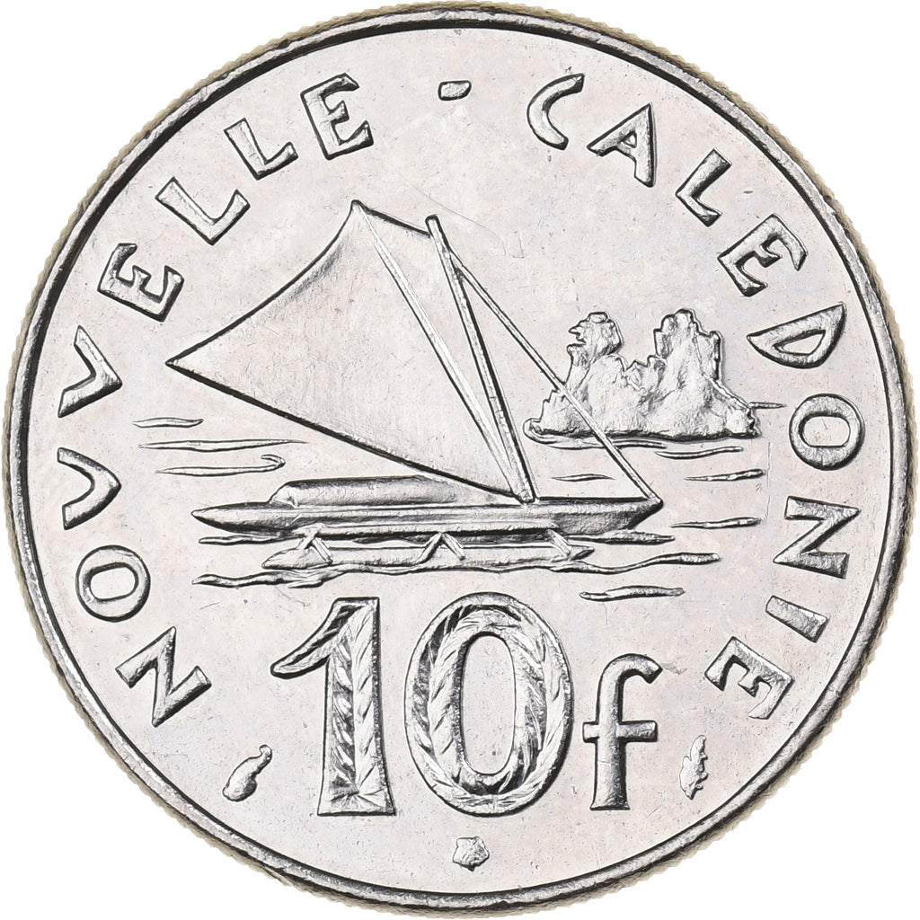 Nowa Kaledonia, 10 Francs, 1986, Paris, Nikiel, AU(55-58), KM:11