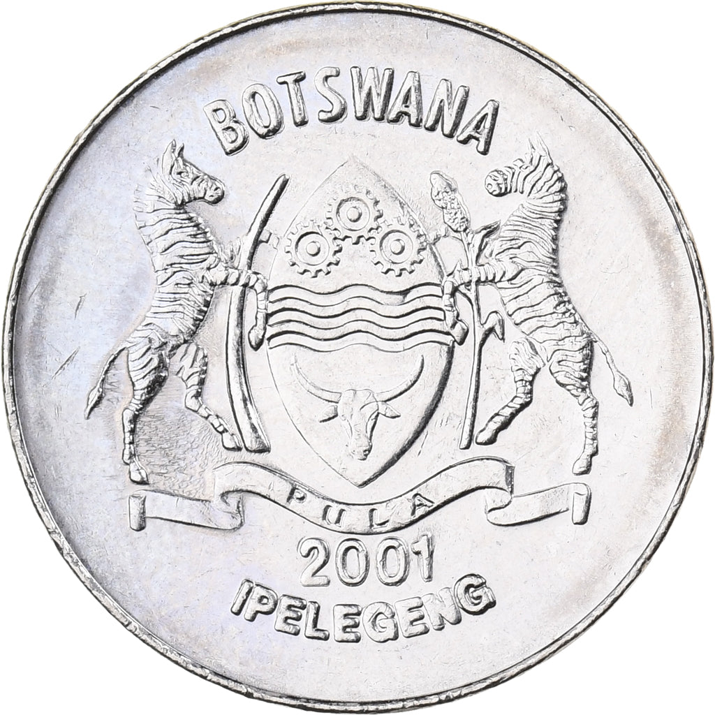 Botsuana, 50 Thebe, 2001, British Royal Mint, Aço Niquelado, MS(65-70), KM:29