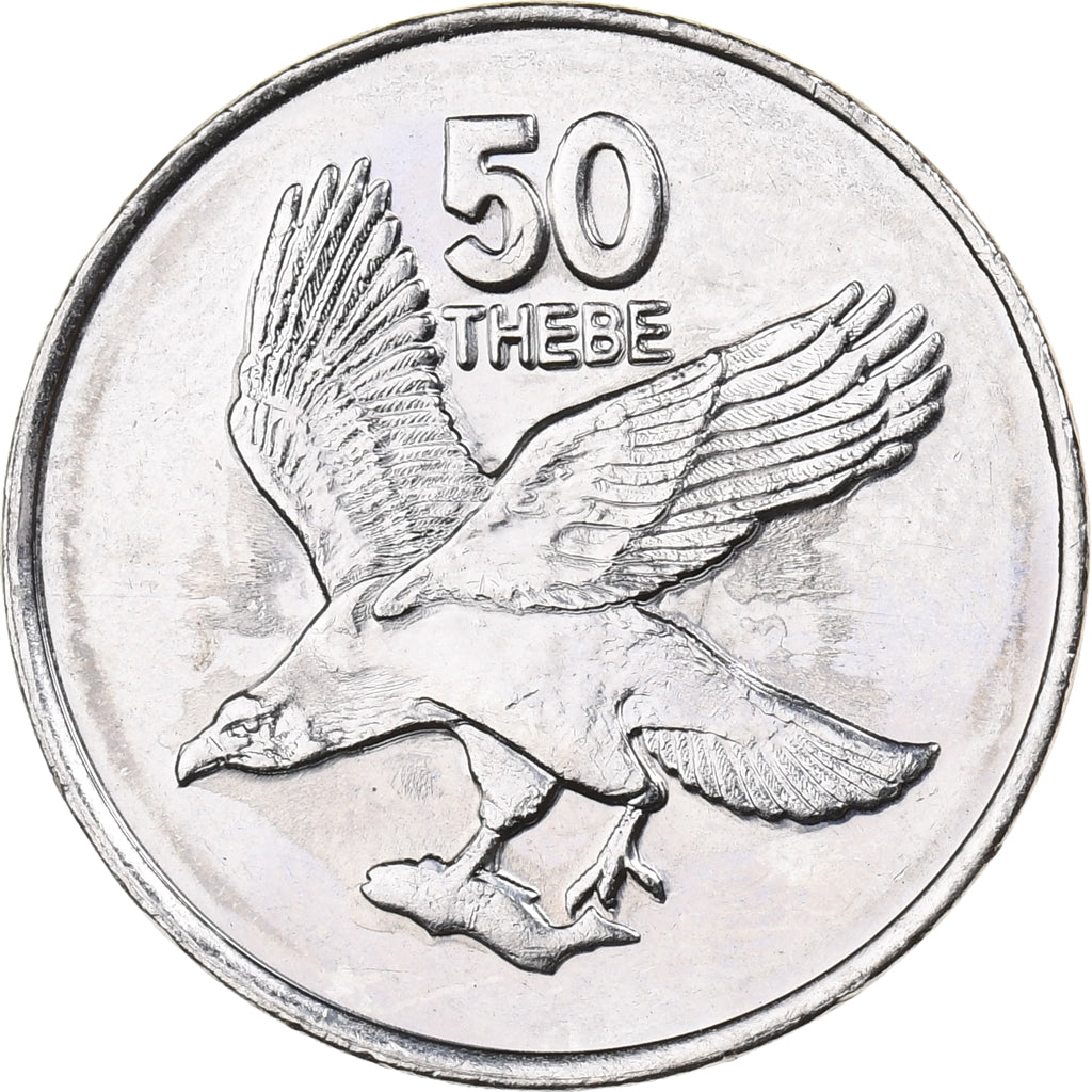 Botsuana, 50 Thebe, 2001, British Royal Mint, Aço Niquelado, MS(65-70), KM:29