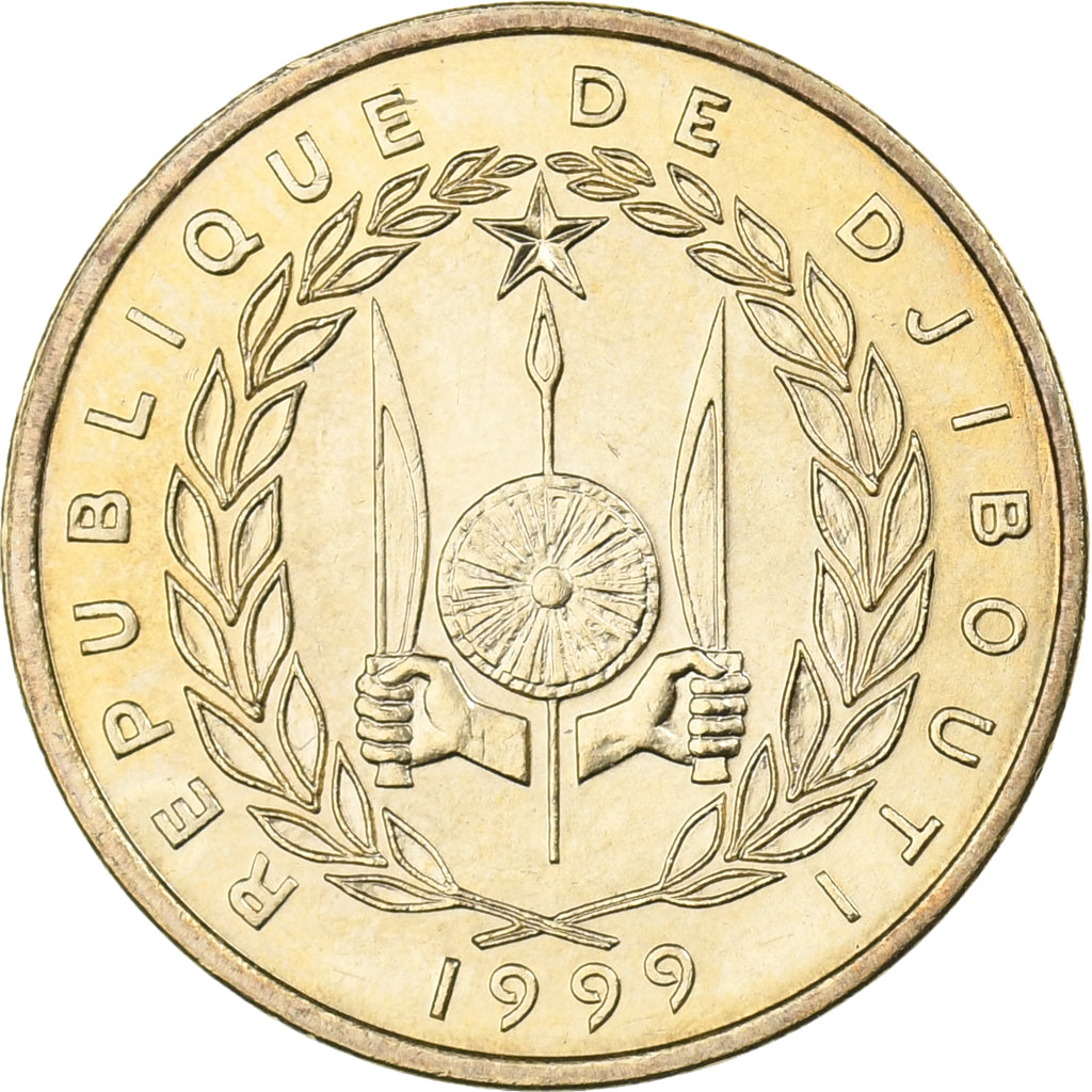 Djibouti, 10 Francs, 1999, Paris, Aluminum-Bronze, MS(65-70), KM:23