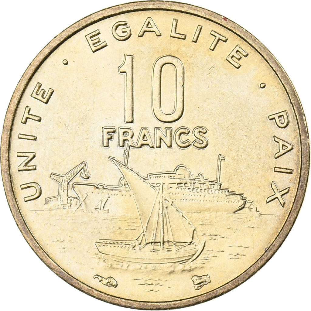 Djibouti, 10 Francs, 1999, Paris, Aluminum-Bronze, MS(65-70), KM:23