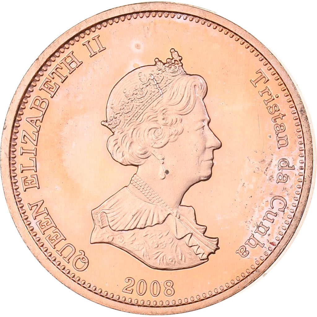 Tristan Da Cunha, Elizabeth II, Penny, 2008, Franklin Mint, Copper, MS(63)